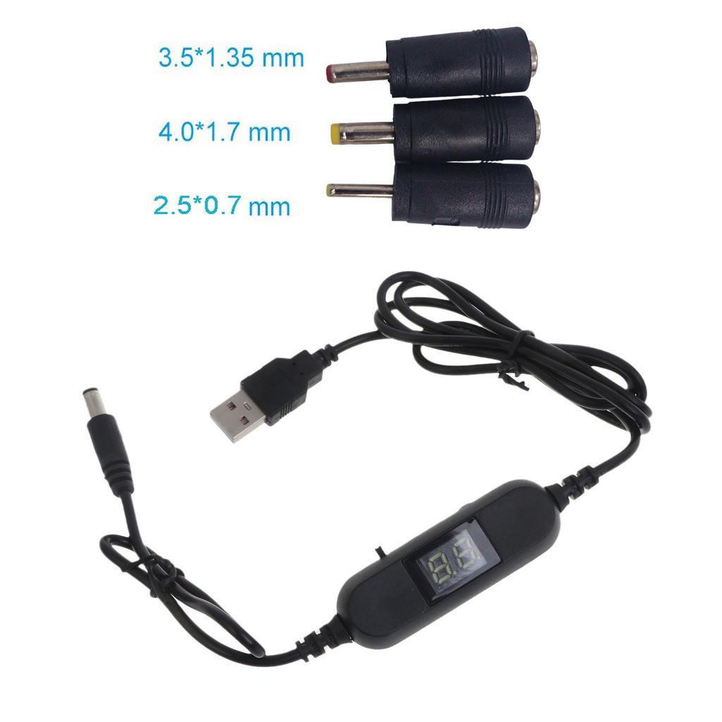 USB 5V to DC 1.5V-12V USB Voltage Step Up Converter Cable Volt Transformer Power Regulator Line with LED Display for Toy