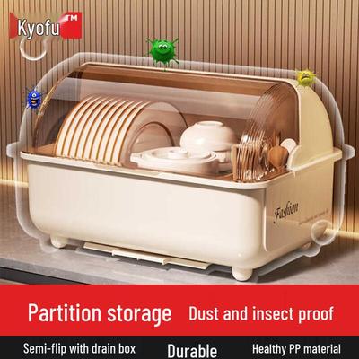 Kitchen Dish Drying & Storage Rack with Lid