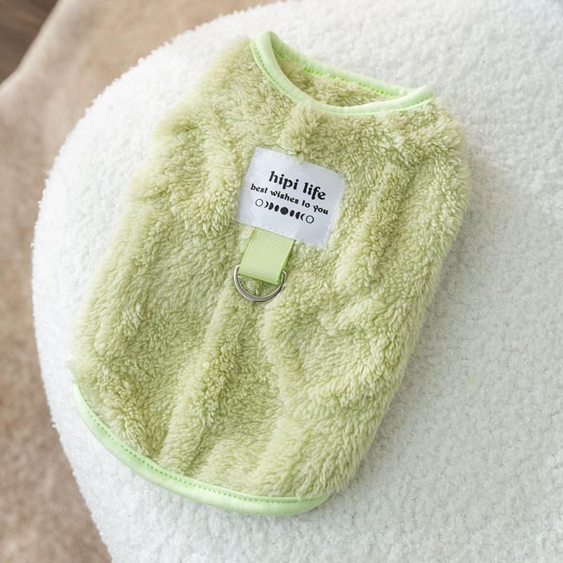 Autumn and Winter Cat Simple Twist Traction Vest Fleece Coat Hairless Cat Warm Thickened Small Dog Pet Cat Clothes