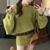 Korean Style One-Shoulder Long-Sleeve Sweater Dress with Hip-Wrapping Skirt for Autumn/Winter 2025