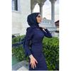 Silvery Black Hijab Evening Dress With Waist Belt