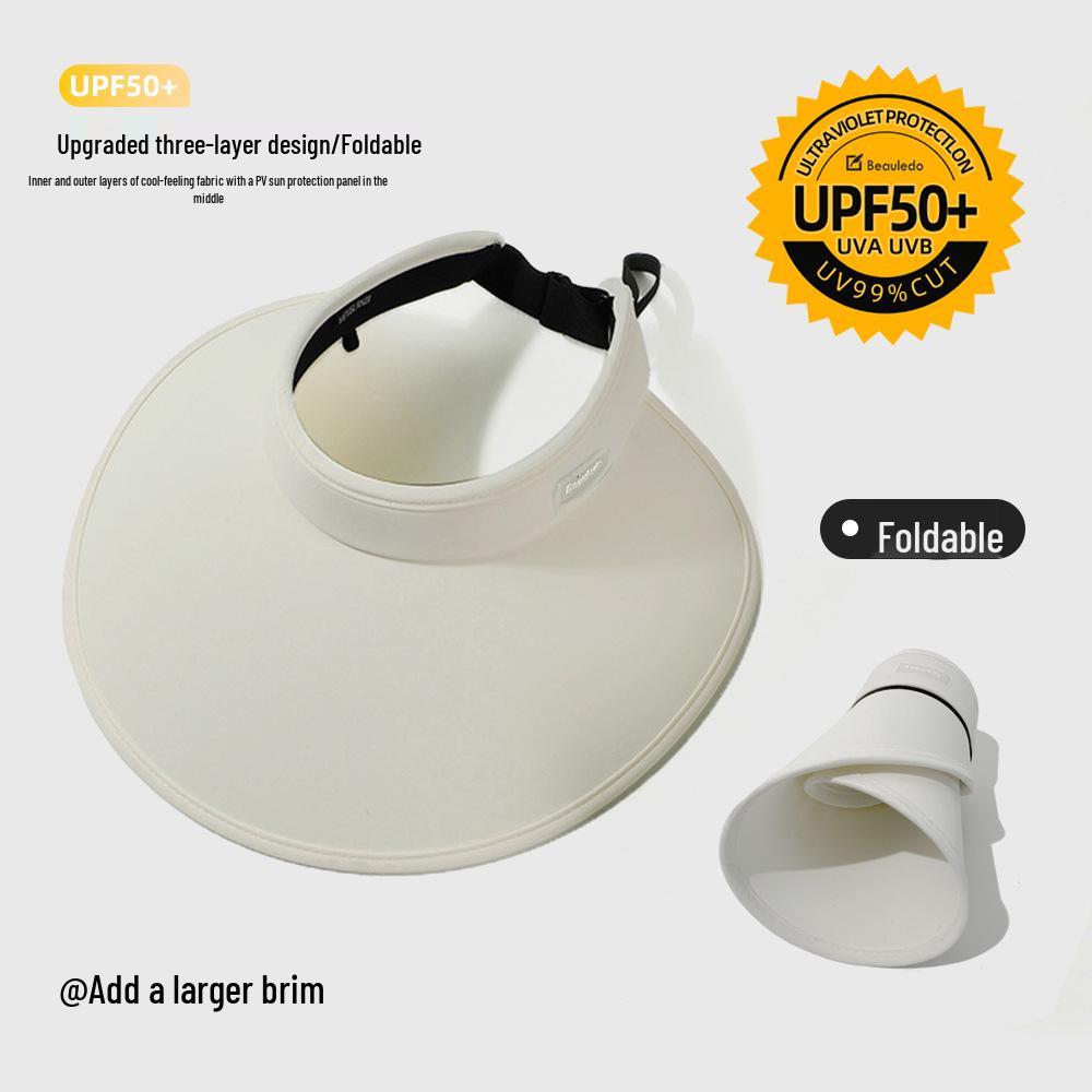 Dámsky skladací letný klobúk so širokou strieškou na ochranu pred UV žiarením s krytom na tvár.