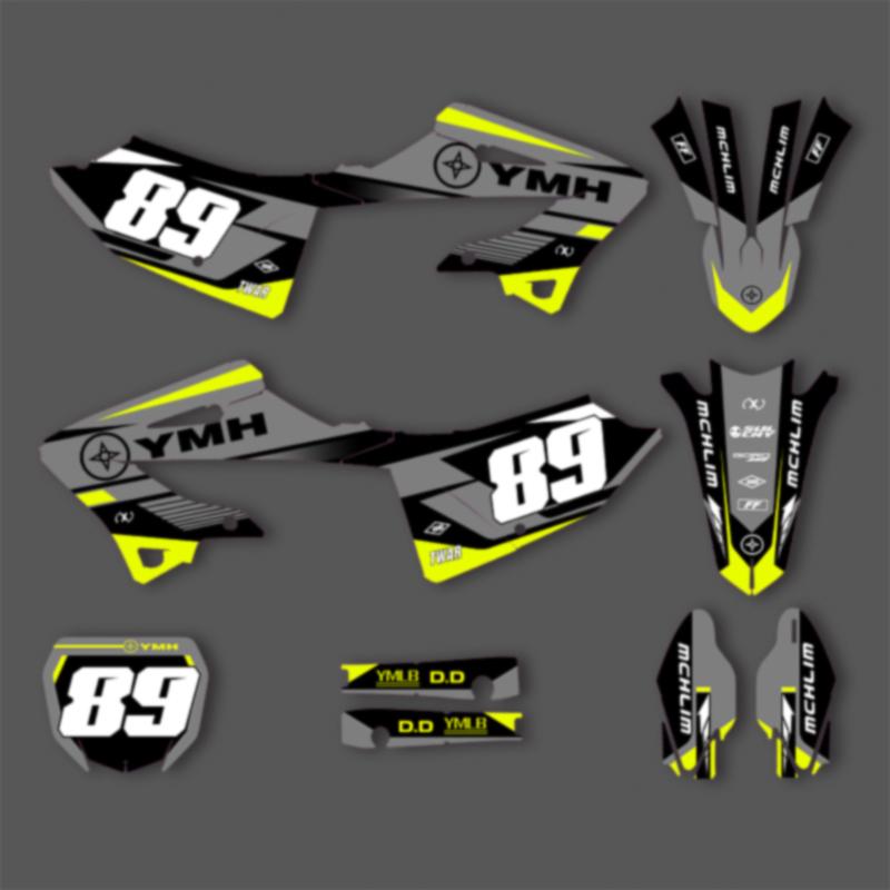 PowerZone Custom Team Graphics Decals Stickers Kit For YAMAHA 22-24 YZ 125 250 2022 2023 2024 Motorcycle Decal Stickers