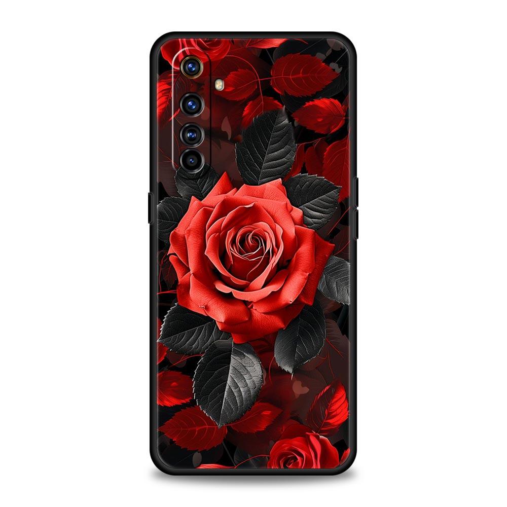For Realme GT Neo 2 3 3T 5 Case For Realme 12 11 5G 10 9 8 5G 7 6 GT5 GT3 GT2 Pro Plus C21 C11 C25 Beautiful Red Rose Flowers