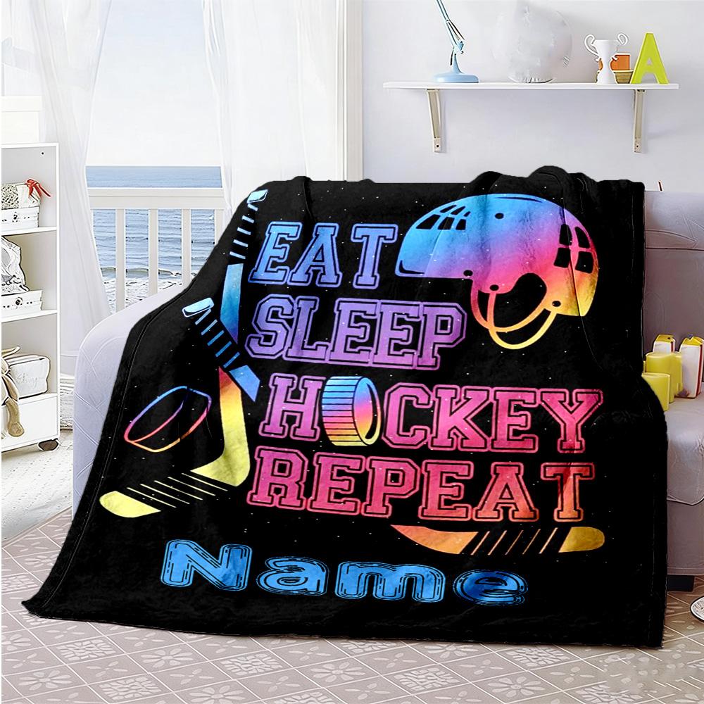 Hockey Enthusiast993 Personalized Name Blanket Lightweight Personalized Blanket Comfortable Suitable for Seaside Bed Chair Livingroom for All Occasion