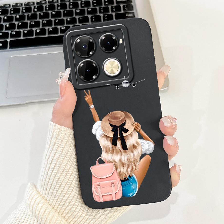 Soft TPU Candy Silicone Phone Case For Infinix Note 40 Pro Plus Note 40 4G 5G Back Cover Note40 4G Bumper Flower Girl Fashion