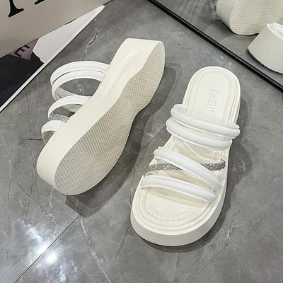Internet Celebrities Thick-soled Heightening Soft-soled Non-slip Fashion Sandals 2025 Summer New Sweet and Lightweight Two-wear One-word Drag Women