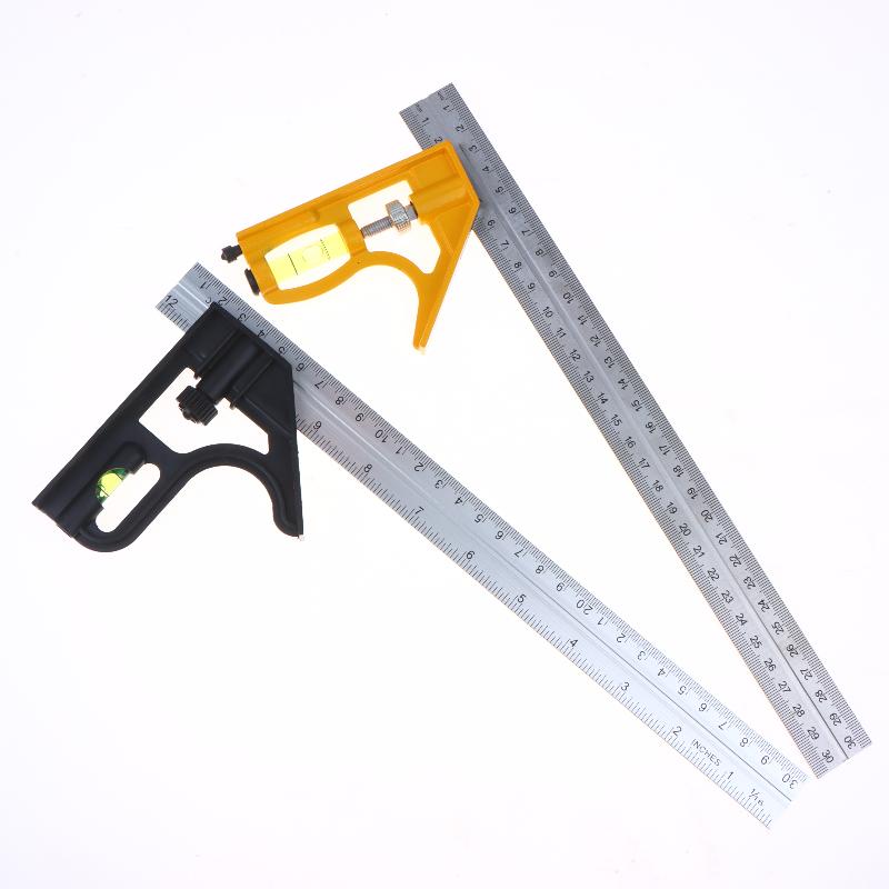 Multifunctional 300MM Adjustable Angle Ruler 12" Combination Square Ruler Woodworking Level Gauge Angle Metric Ruler