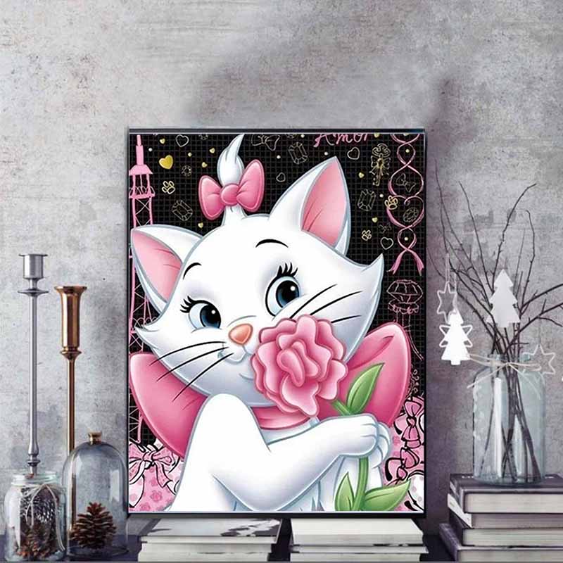 Disney Diamond Painting Mary Cat Theme Art Painting 5D Mosaic Art Diy Cross Stitch Embroidery Set Full Diamond Home Decoration Gift