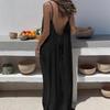 2025 European Women's Spaghetti Strap Backless Loose Long Home Dress