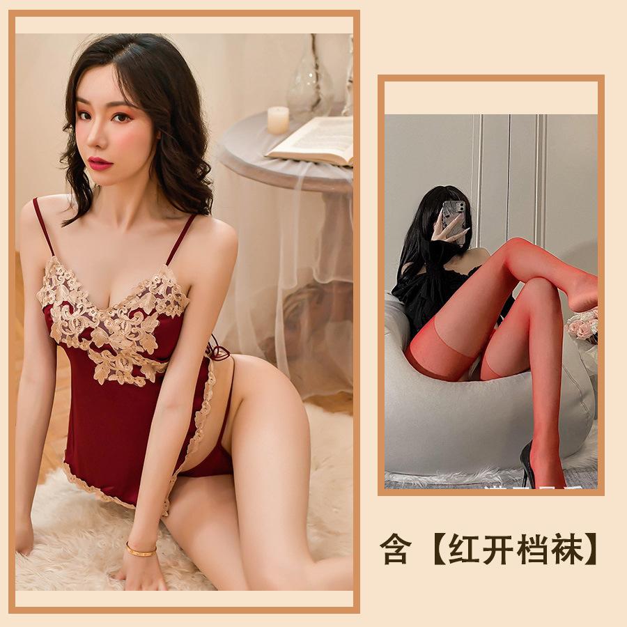 Sexy Inner Silk Pajamas Summer Suspender Pajamas V-neck Sexy Short Skirts Thin Loungewear Temptation Suit