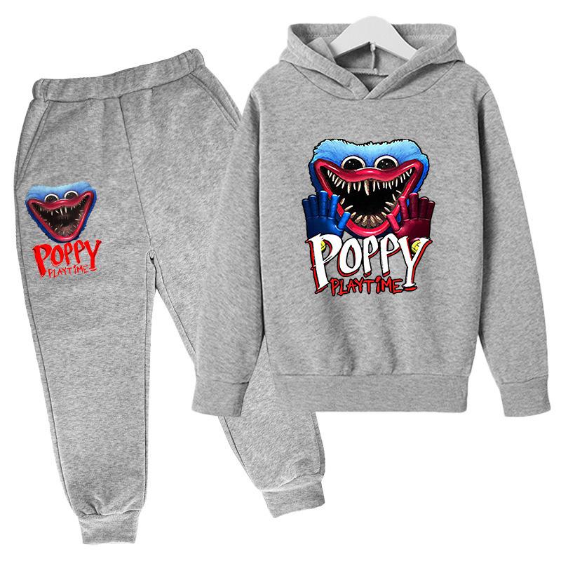 Podzim Zima Poppy Playtime Huggy Wuggy Postava Potištěné Mikiny Teplákové Soupravy Ležérní Teplé Sportovní S Dlouhým Rukávem Kalhoty Dětské Chlapecké Oblečení Soupravy