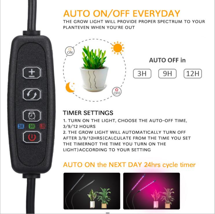 Foreign Trade USB LED Grow Light with Clip and Timer Remote - Full Spectrum Adjustable Plant Lamp
