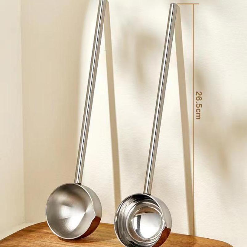 2pcs Multifunctional Sauce Spoons 304 Stainless Steel Seasoning Oil Spoon with Long Handle Sauce Scoop for Kitchen Baking
