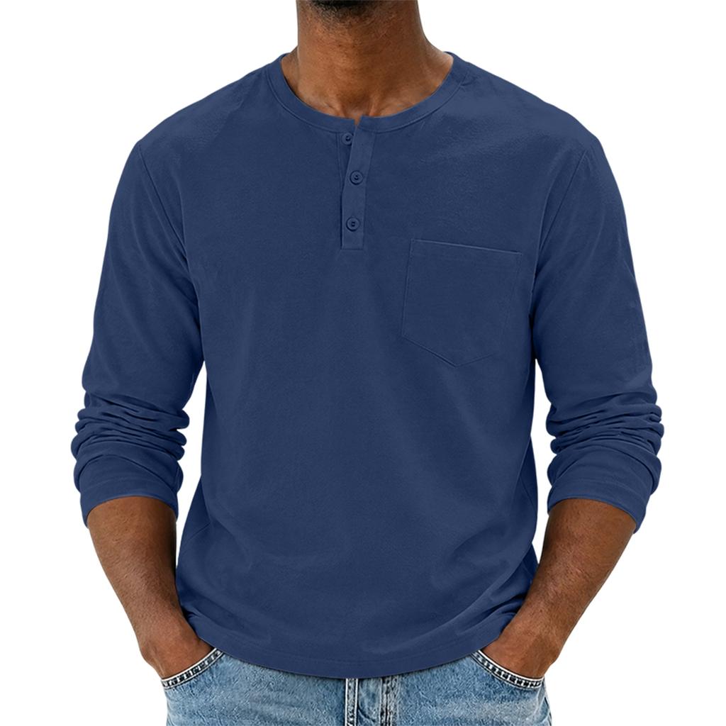 Herren Langarm Rundhals-Shirt Schmal Geschnitten Atmungsaktiv Lässiges Basisschicht-Oberteil für den Alltag