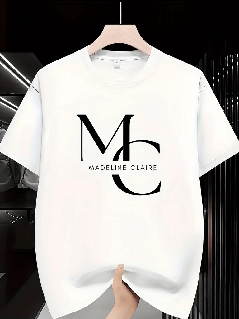 Large Intertwined MC Letters With Sleek Modern Font Representing Minimalism And Confidence Printed Boldly On Front Unisex T-Shirt
