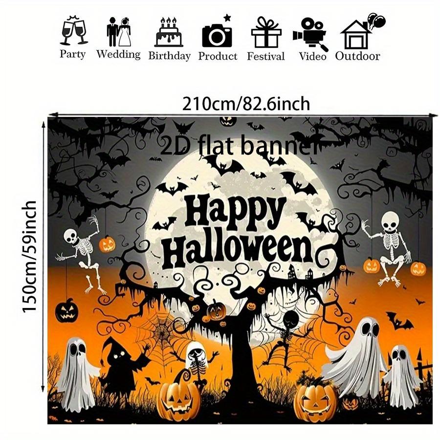 2D Planar Halloween Limited Edition Banner, Made of Polyester, Thick and Durable, with a Pumpkin Designzyc