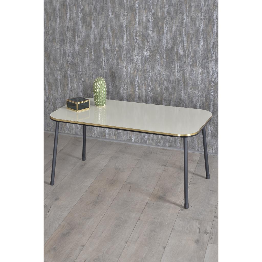 Coffee Table Kr Black Metal Leg Double Gold White