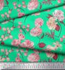 Soimoi Japan Crepe Satin Fabric Leaves,Peony & Dahlia Flower Printed Fabric 1 Metre 42 Inch