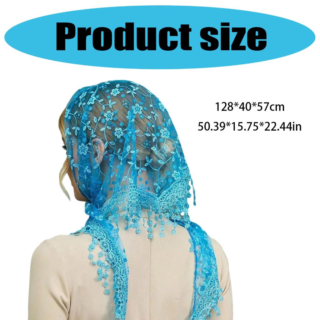 Seethrough Lace Flower Head Scarf Triangle Headwrap Bandanas for Women Daily and Casual Wear Music Festival Headpiece