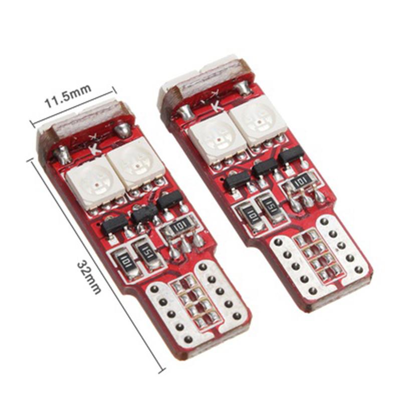 2pcs T10 W5W LED RGB Remote Control Lights Indicator Bulb Car Interior Wedge Side Lamps