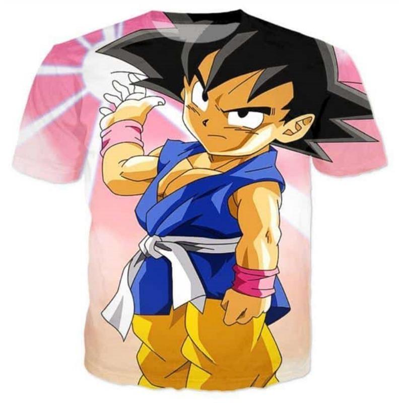 Japanese Anime Dragon Ball Z 3d Printed Kid Young Goku Blue Outfit Gi 3D Pink T-Shirt Kids Adults Cosplay Tops Clothing S