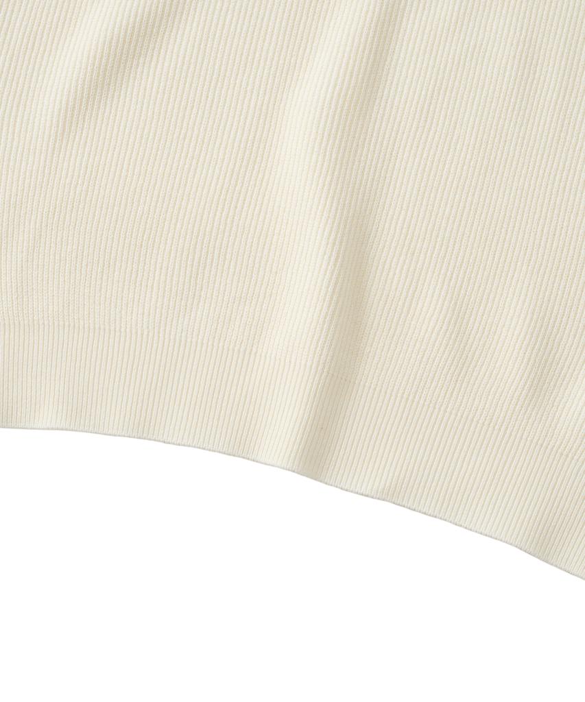 ANALOG MOOD Hacci Button-Up Collar Short Sleeve Knit (Ivory)