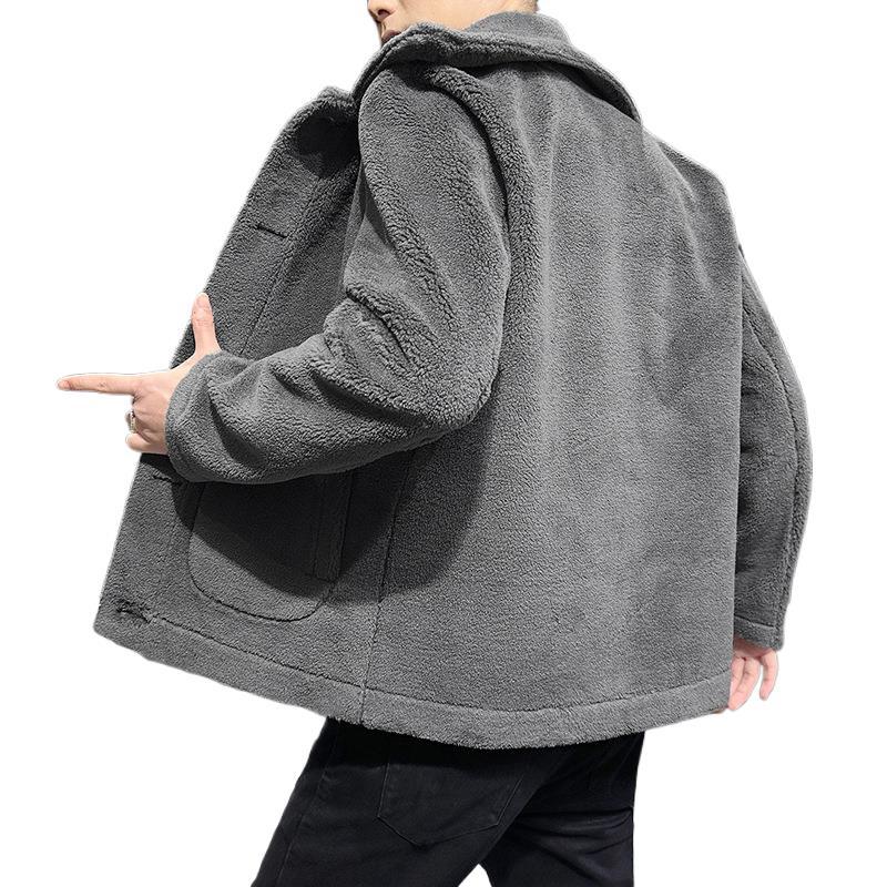 Autumn and winter jackets men's suede wear sheep shears on both sides, thickened fleece jackets, fattened and enlarged fur integrated men