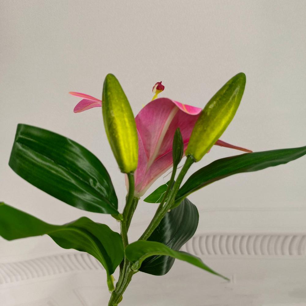 with 1pc Flowers and 2pcs Bud Artificial Lily Flower 36*15cm Fake Flowers  Home Decoration