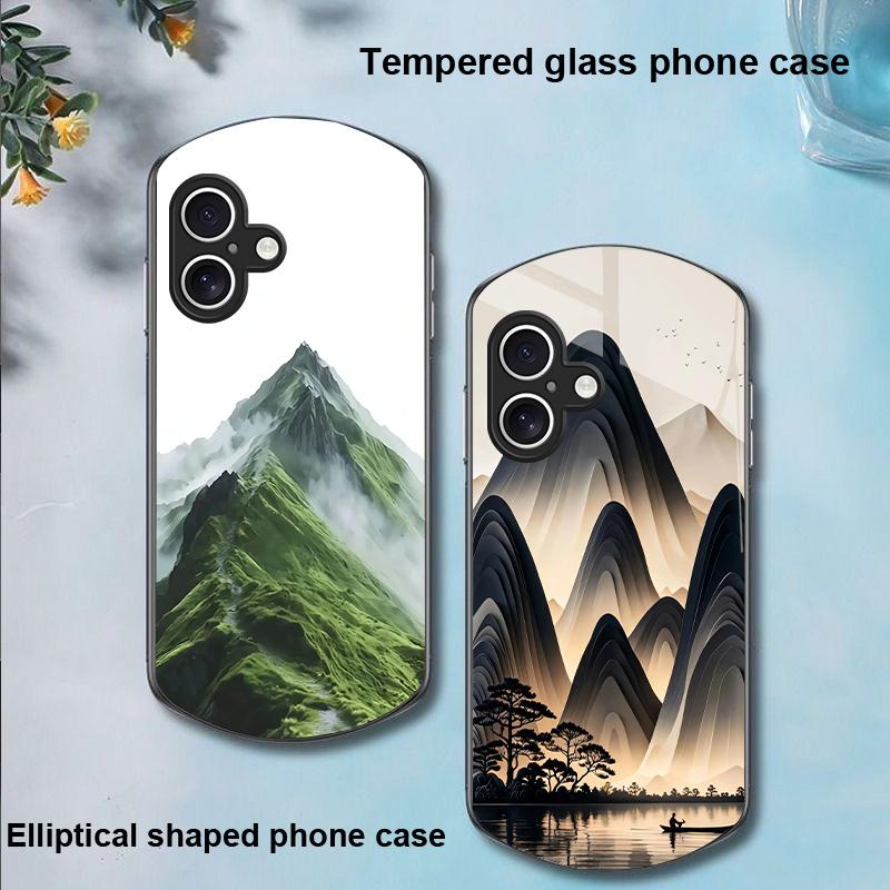 High Mountain Flow Für Apple IPhone 16 11 13 15 14 Pro Max 12 Mini 7 8 Plus XR XS Elliptisch Geformte Gehärtetes Glas Handyhülle