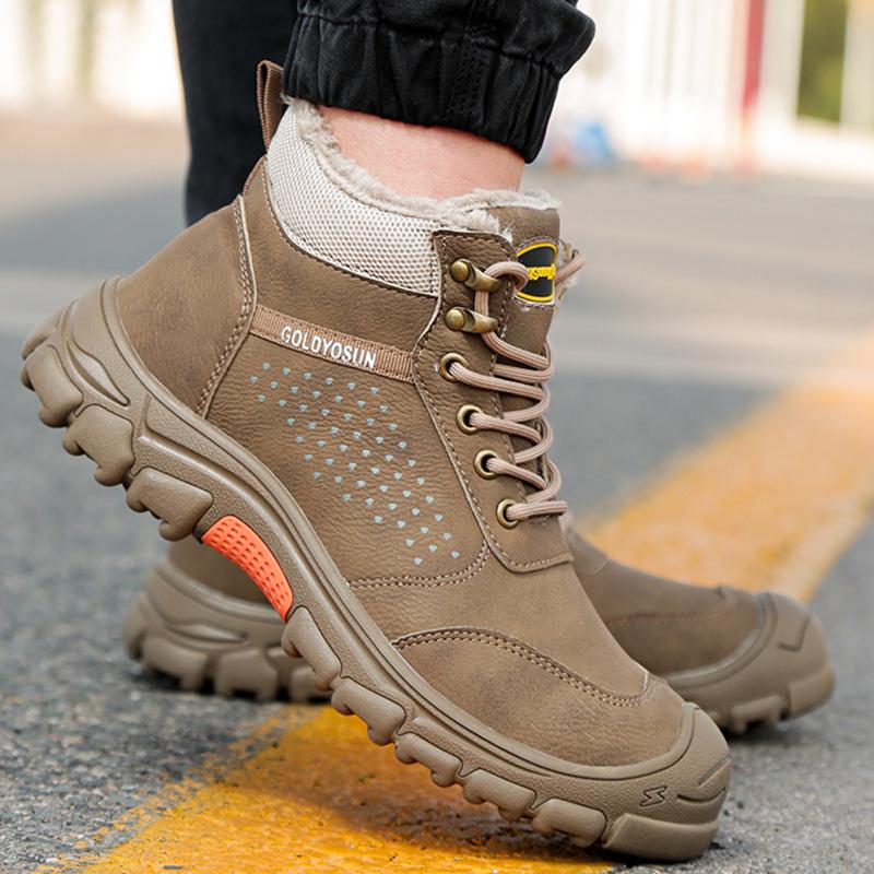 New Winter Thickened Wool Work Safety Shoes For Men Steel Toe Cap Work Boots Non Slip Security Shoes Male Snow Boots