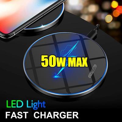 Chargeur sans fil Qi 50W à induction, tapis de charge rapide sans fil pour iPhone 14 13 12 11 Pro Max X Xr Xs 8 Samsung Galaxy S30 S20 S10 S9 S8 Huawei Xiaomi