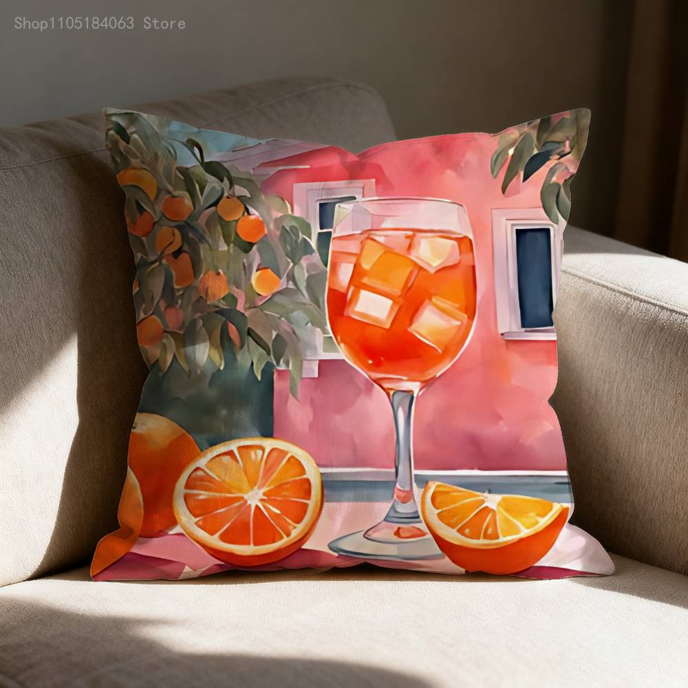 A-Aperol Spritz Kissenbezug für 45x45cm 40x40cm 55x55cm 50x50cm 30x30cm Quadratischer Auto-Kissenbezug Hülle