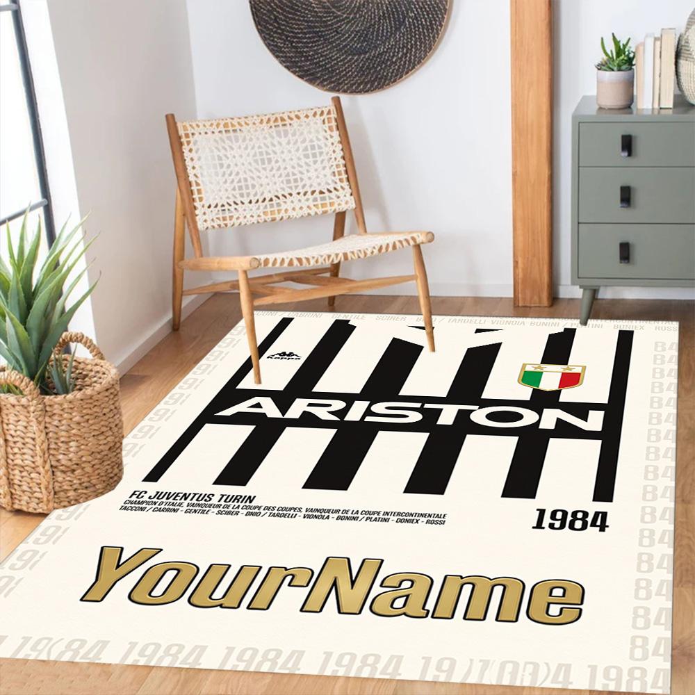 Juventus Personalized Text Area Rug Design for Foyer Balcony Dormitory Decorate room Antislip Carpet Office home decor Wedding Party Gift