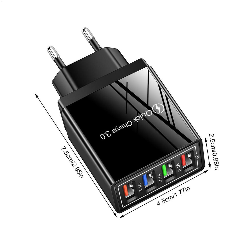 3A USB Charger 4 Ports Quick Charge 3.0 Mobile Phone Charger Adapter For EU/US Plug IPhone Samsung Xiaomi Wall Mobile Charger