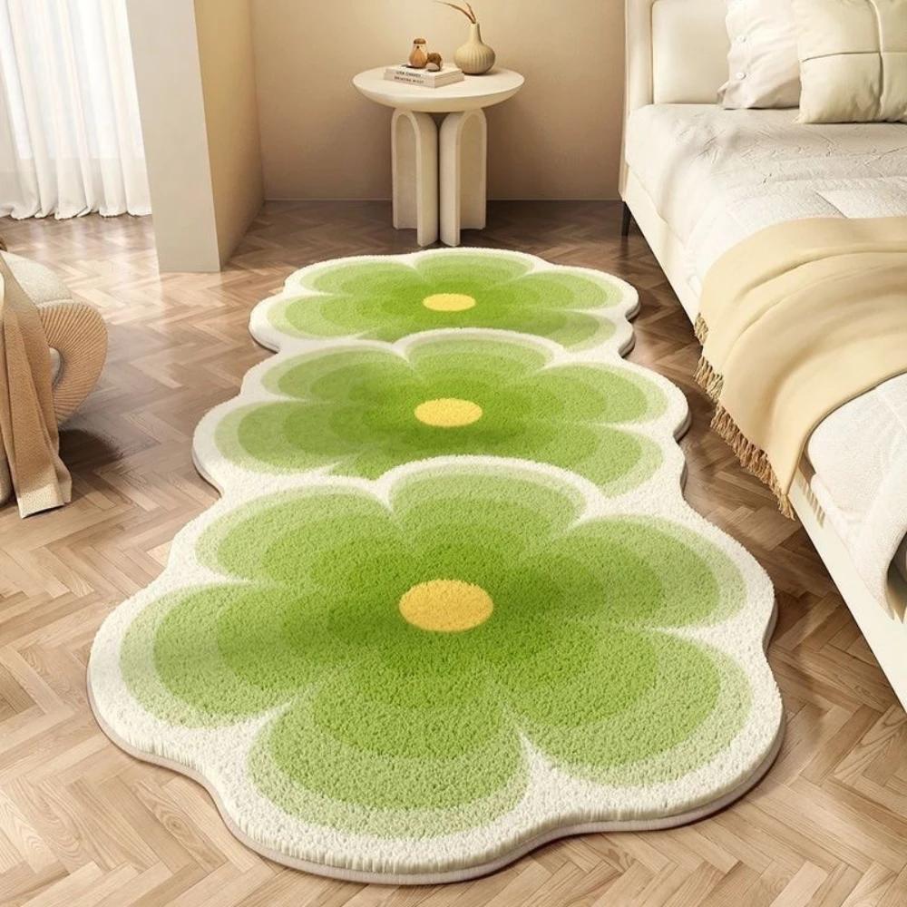 Rug Carpets for Living Room Bedroom Strip Flannel Bed Carpet Ins Flowers Fresh Bedroom Bay Window Dirt Resistant Cool Blanket