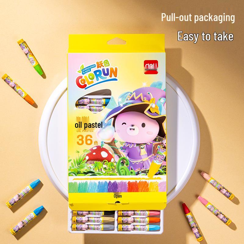Deli Water-Soluble Oil Pastels - 12 or 18 Color Set for Kindergarten and Baby Doodles