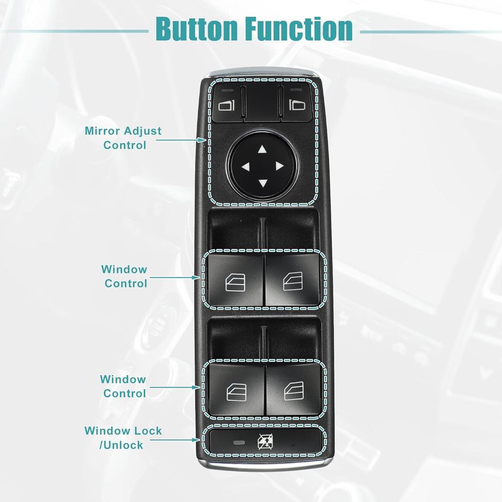ACROPIX Front Left Driver Side Master Power Window Switch Fit for Mercedes-Benz C300 - Pack of 1 Black