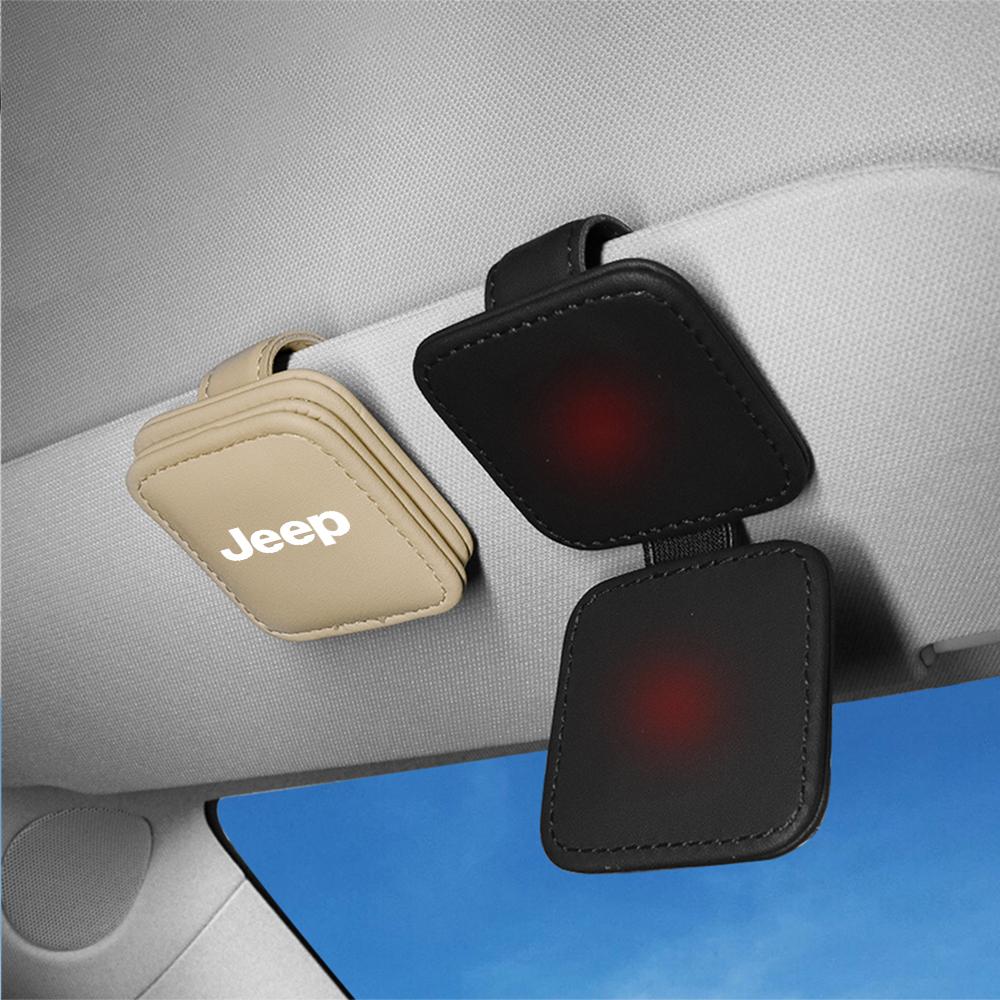 Car Sunglasses Holder Auto Sun Visor Glasses Storage Clips For Jeep JPB Renegade Wrangler Compass Grand Cherokee Patriot Liberty AMP1