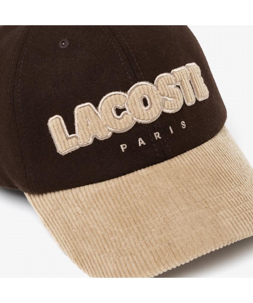 LACOSTE Men'S Corduroy Lettering Patch Ball Cap Rk413E-55N Skb