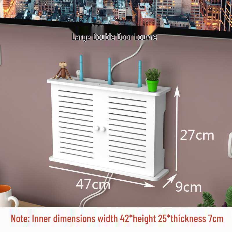 Wall-Mounted No-Drill WiFi Router and TV Set-Top Box Shelf for Living Room/Bedroom