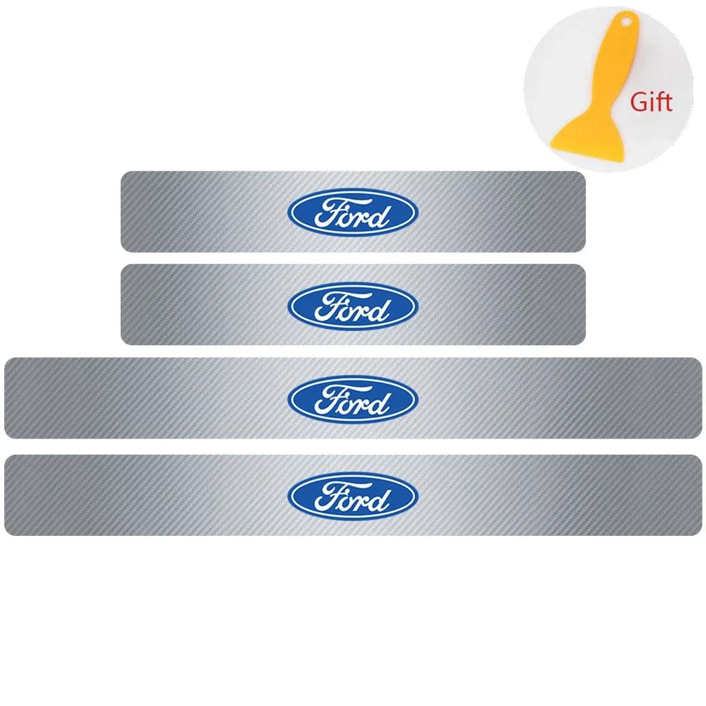 

New 2026 Car Sticker 2025 Hot Car Styling 4pcs Carbon Fiber Auto Door Sill Protector Stickers For Ford Focus 2 3 4 Mondeo Fiesta