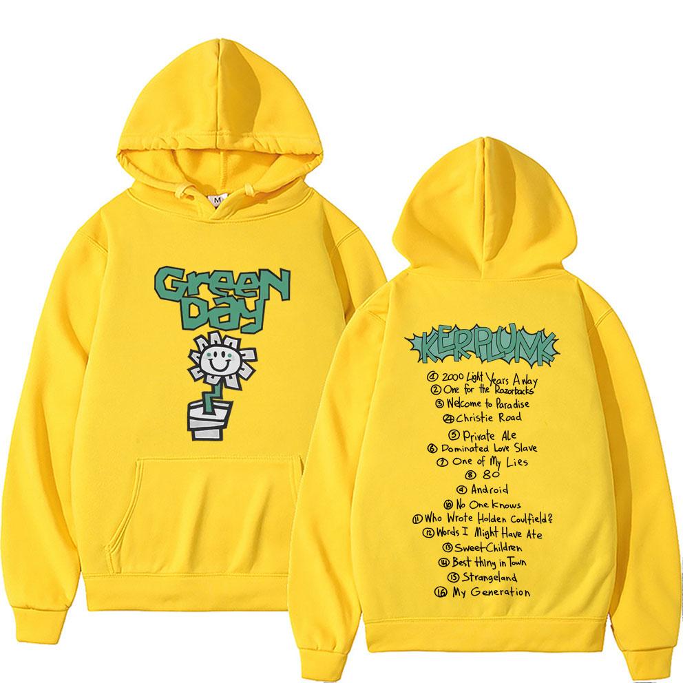 Punková kapela Green Day Kerplunk Grafická mikina s kapucí Vintage ležérní fleecová mikina Pánská Dámská Gotický rock Retro Oversized mikiny s kapucí