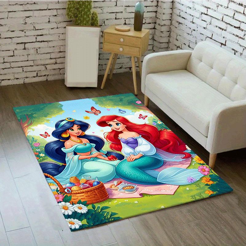 1pc Princess Pattern Area Rug Soft Flannel Floor Mat for Living Room,Office,Bedroom and Carpet