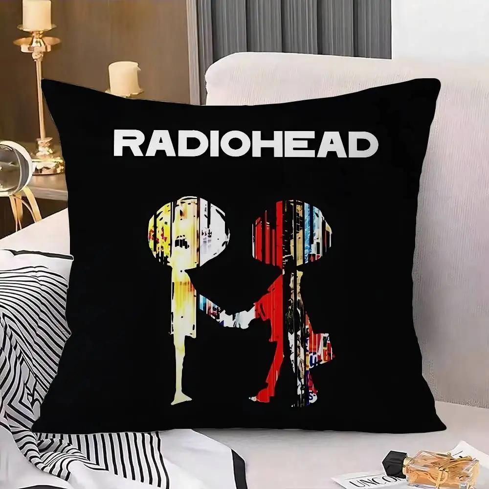R-Radiohead Rock Band Pillow Case Throw Pillow Cover Nordic Vintage Style Cushion Covers Home Living Room Sofa Couch Seat Decor