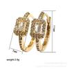 Gold-Plated Zircon Geometric Square Earrings - Stylish and Versatile Jewelry Accessory