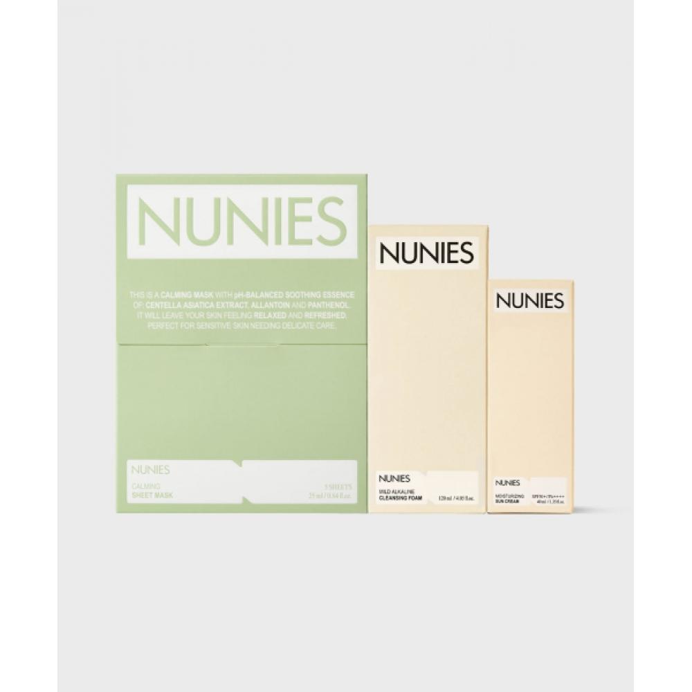 Nunies Calming Care Set Cleansing Foam 120ml + Moisturizing Sunscreen 40ml + Calming Mask 5 Sheets NONE