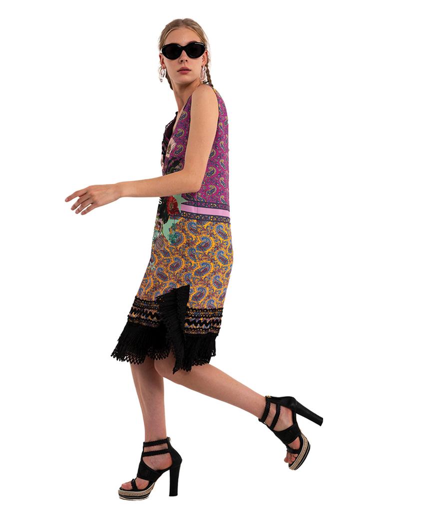 Greedius Purple Paisley Lace Dress