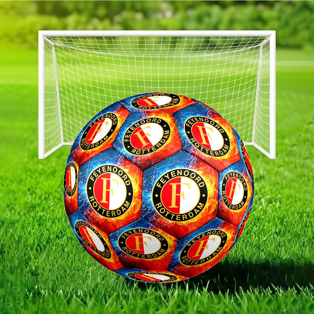 Feyenoord Rotterdam Flames And Water Size 5 Soccer Ball, Suitable for Training and Matches, High-Elasticity, Wear-Resistant Material Gift for Fan