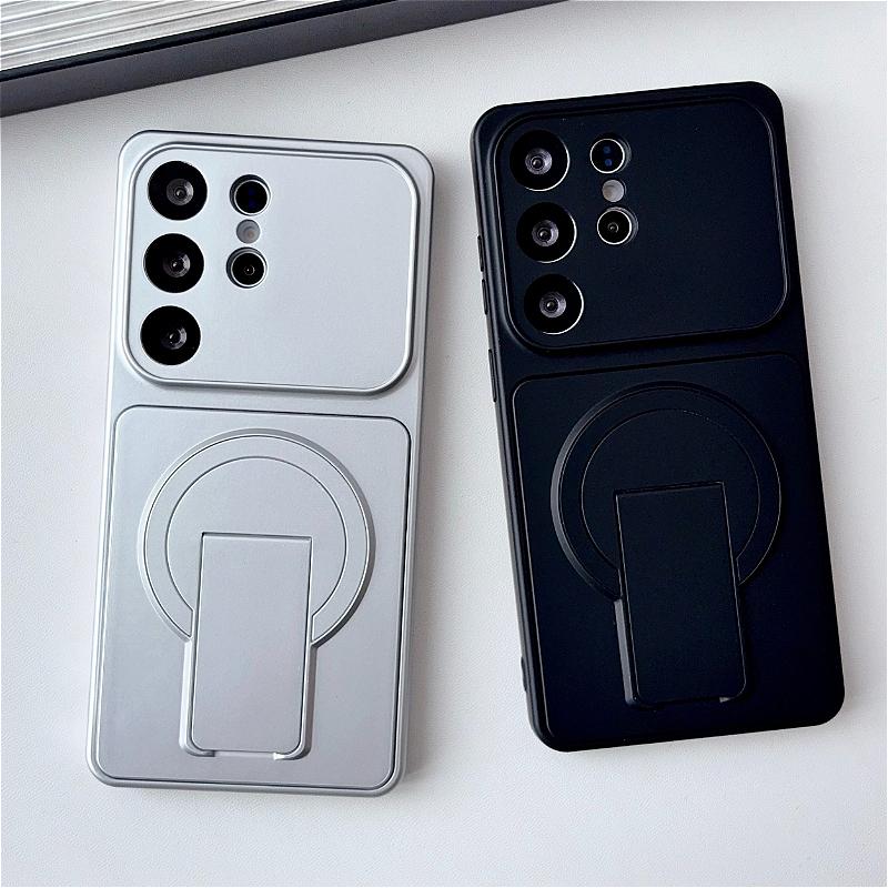 Large-Window Magnetic Case With Holder For Samsung Galaxy S26 S25 S24 S23 Ultra Plus S23 FE For Magsafe Wireless Charging Cover